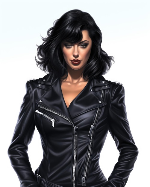 female hollywood movie character 3D model game avatar reference illustration drawing on white