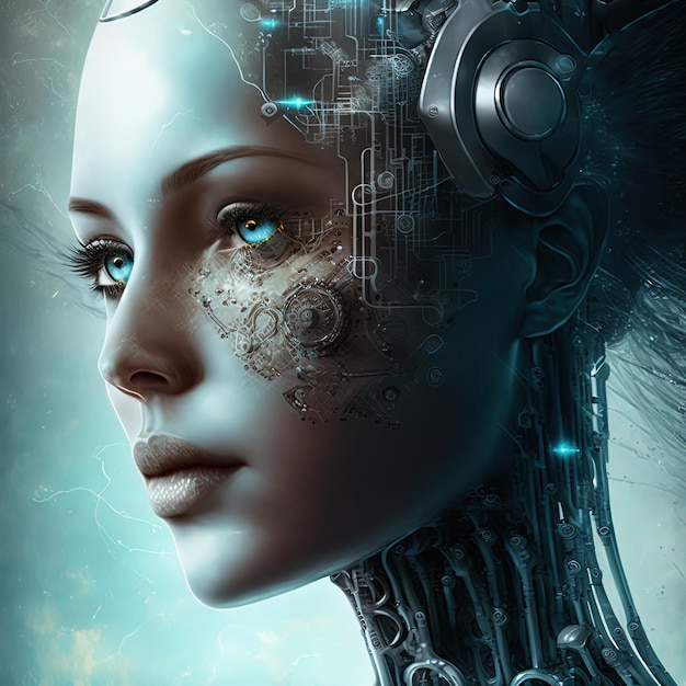 Female humanoid robot with artificial intelligence Generative AI generative AI