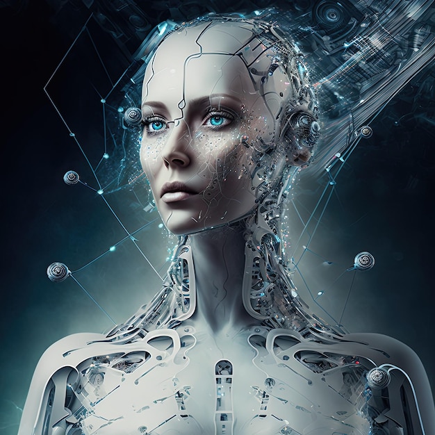 Female humanoid robot with artificial intelligence Generative AI generative AI