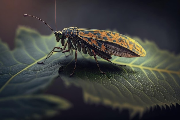 Female insect perched on a leaf