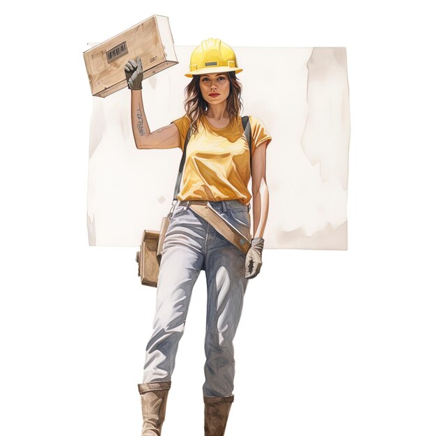 Female Labor worker on isolated white background