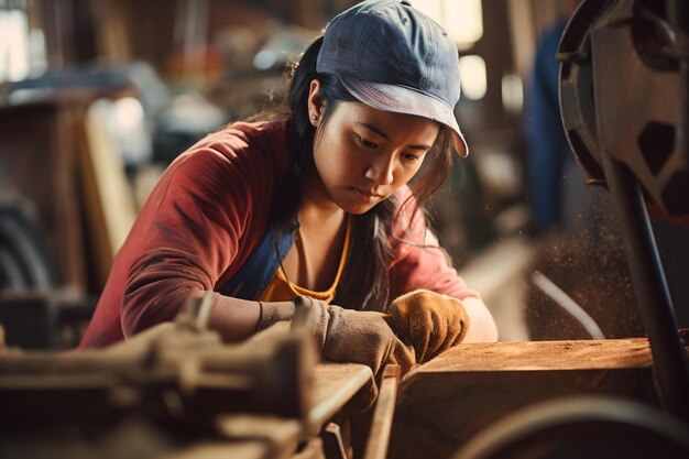 Foto lavoratrice di macchine