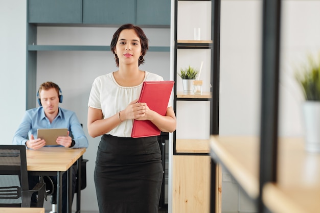 Female leader working at office