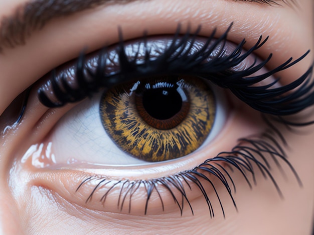 Female left brown green coloured amazing eye closeup