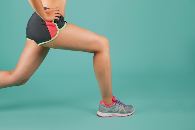 Photo female legs during the exercise