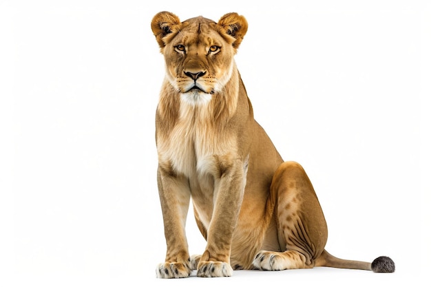 Photo female lioness on white background