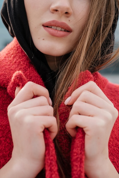 Female lips Street style woman portrait