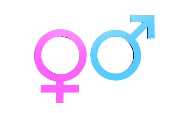 Female Male Gender Symbol Isolated. 3D rendering