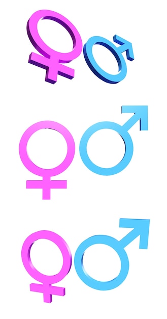 Female Male Gender Symbol Isolated. 3D rendering