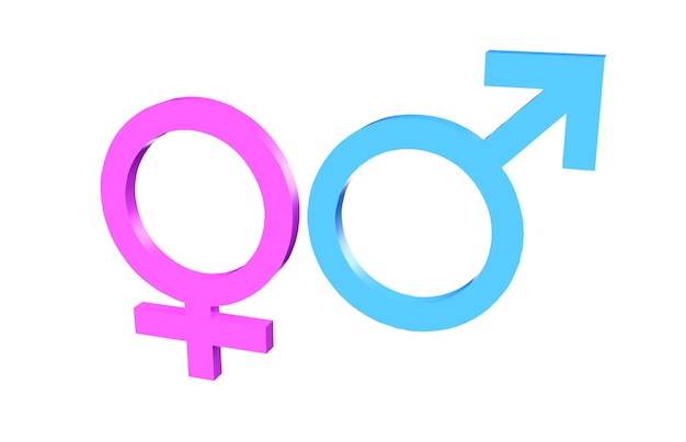 Female Male Gender Symbol Isolated. 3D rendering