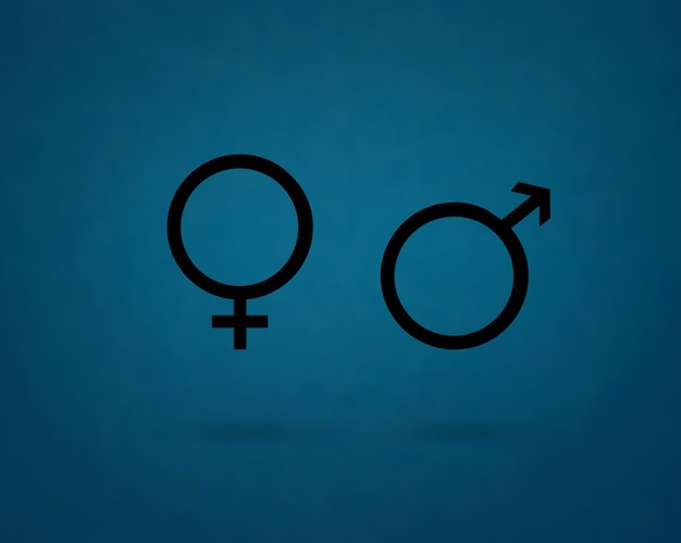 Photo female and male gender symbols.