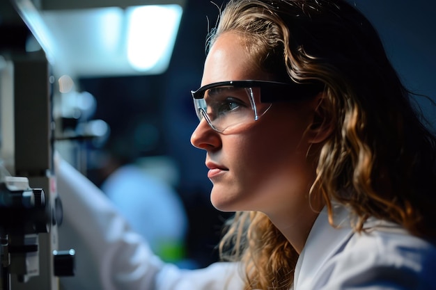 Female Materials Scientist Using Smart Glasses