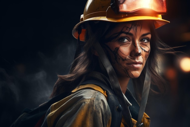 female miner in helmet Generative AI