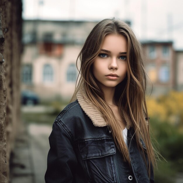 Foto faccia di modella femminile con i capelli lunghi