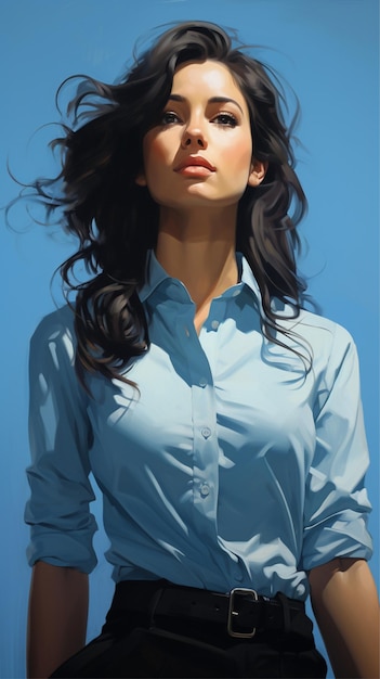 Female model on light blue background