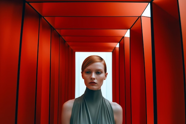 Female Model Posing in Futuristic Minimalistic Otherwordly Achitecture