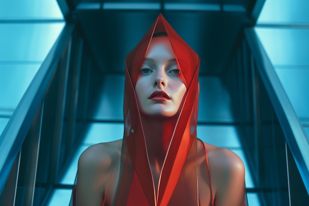 Female Model Posing in Futuristic Minimalistic Otherwordly Achitecture