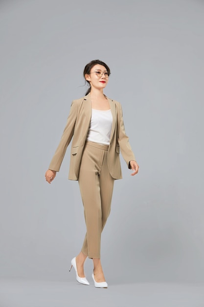 A female model in a professional suit