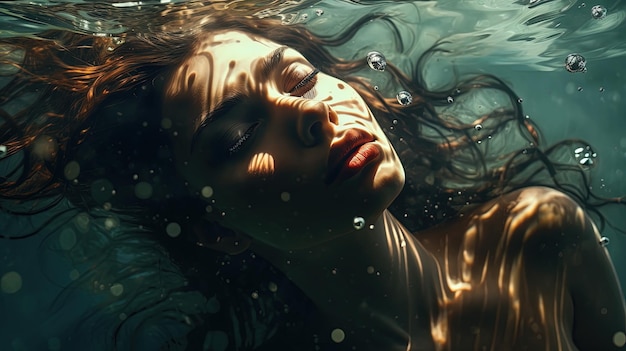 Female model in water