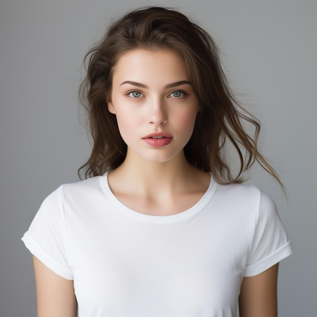 Female model in white tshirt