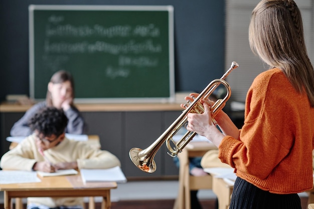 Female music teacher at work