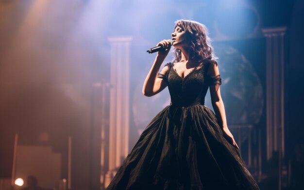 Photo female musician on stage