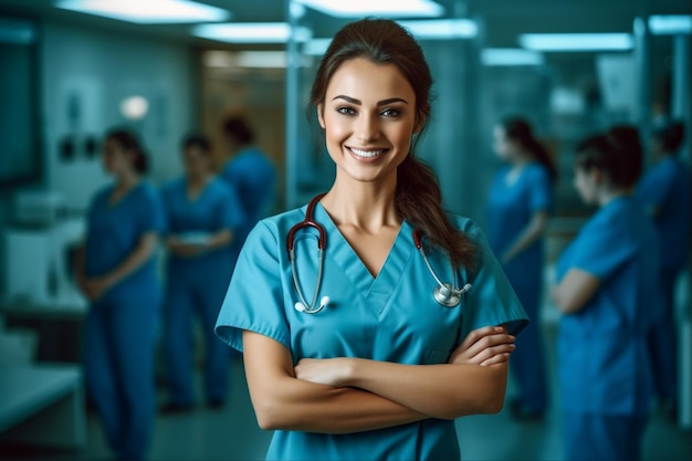 female nurse doctor stand in hospital