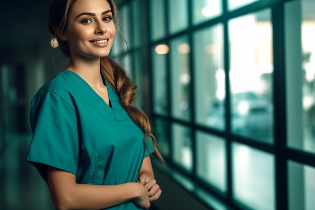 female nurse doctor stand in hospital