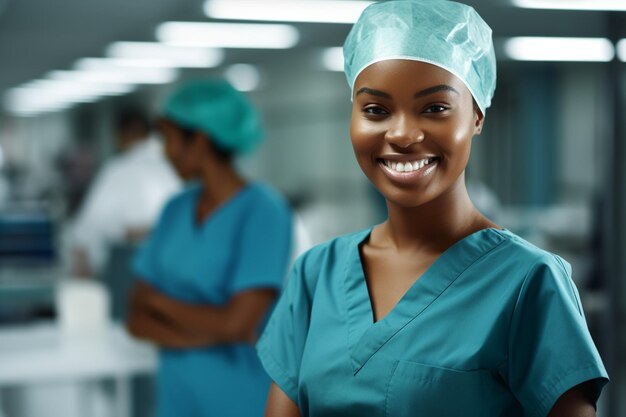 female nurse doctor stand in hospital