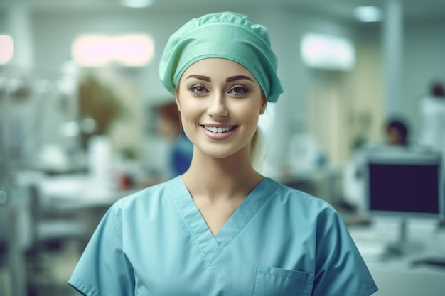 female nurse doctor stand in hospital