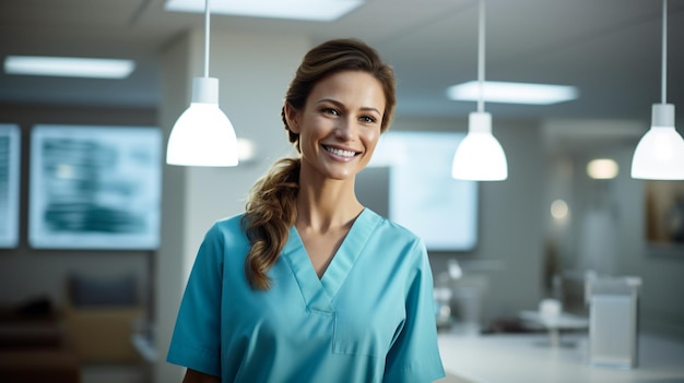 a female nurse smiles