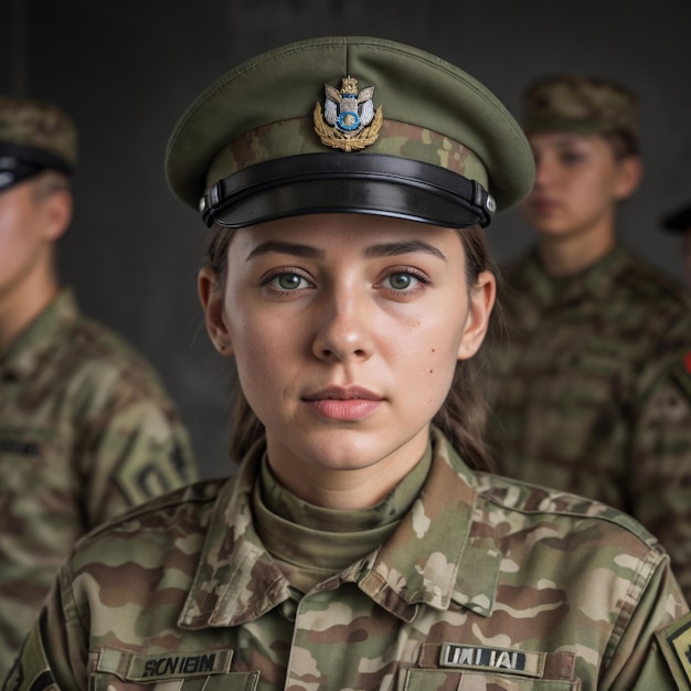 Женщина-офицер в армейской форме.