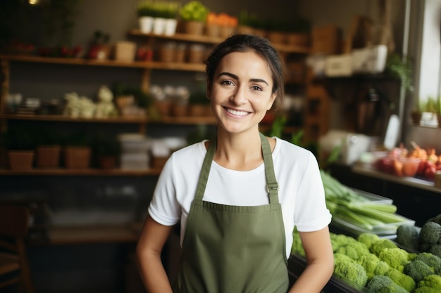 Female owner local business harvest Open store Generate Ai