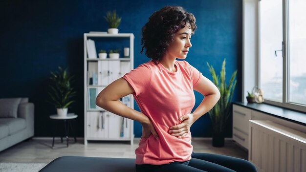 Foto paziente donna che esamina la colonna vertebrale dal fisioterapeuta del centro di vertebrologia