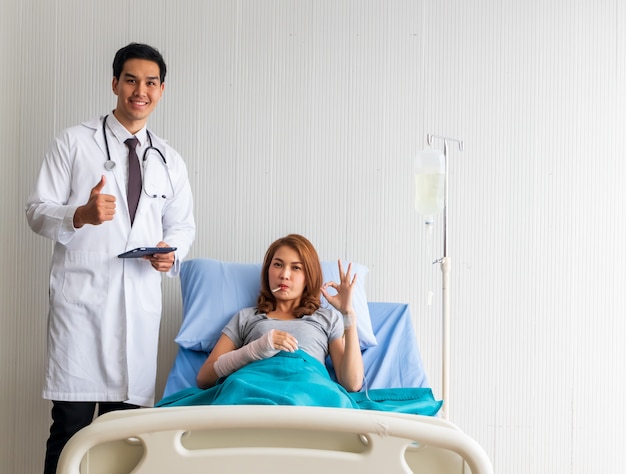 Female patients come to see a doctor to check for elbow pain. medical and healthcare concept