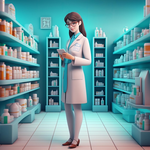 Female Pharmacist Cartoon Character