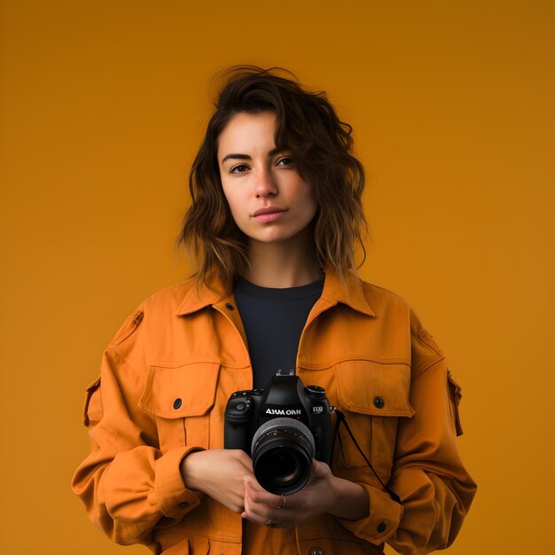 Photo a female photographer in her studio