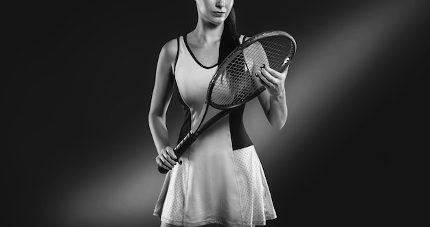 Female player holding a tennis racket