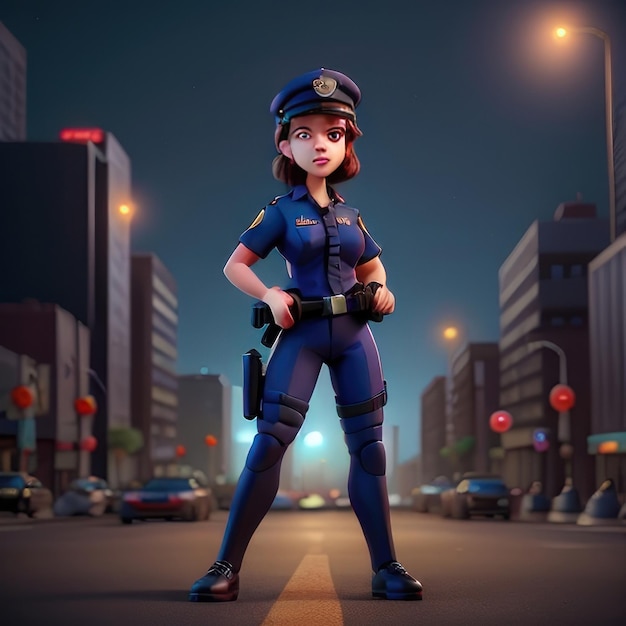 Фото Женщина-полицейский на фоне города генеративный ии