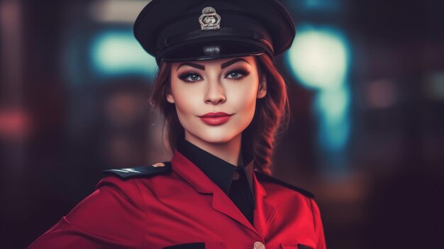 Female policewoman HD 8K wallpaper Stock Photographic Image