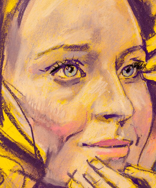 女性の肖像画鉛筆画イラストスケッチ