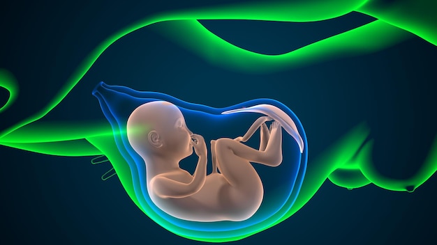 female pregnant anatomy system 3d render