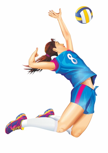 Photo female professional volleyball player jump