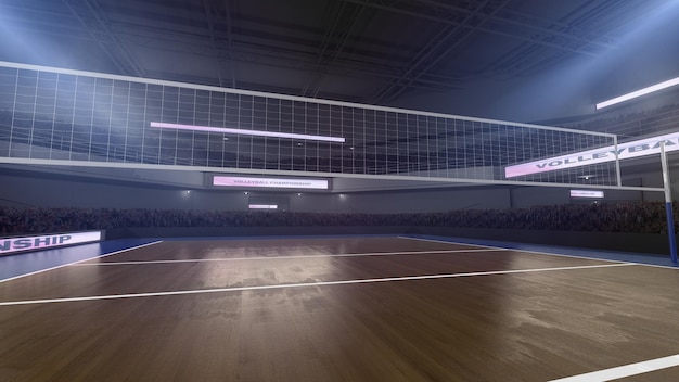 Photo female professional volleyball players in action on 3d stadium