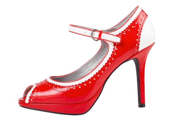 Premium Photo | Female red high heel shoe isolated on white