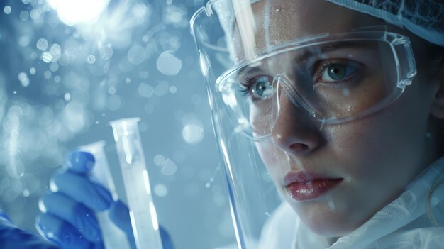 Female researcher carrying out scientific research in lab
