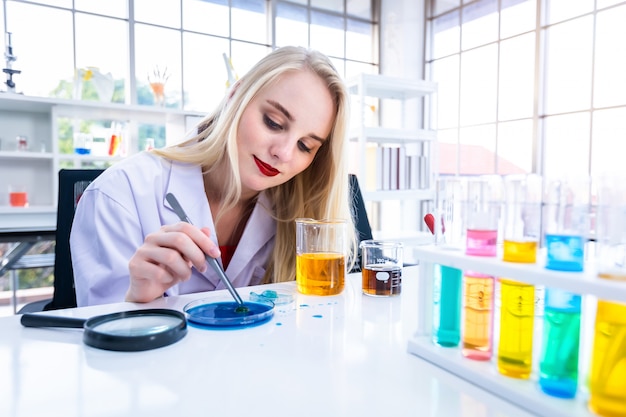 female researcher working in laboratory