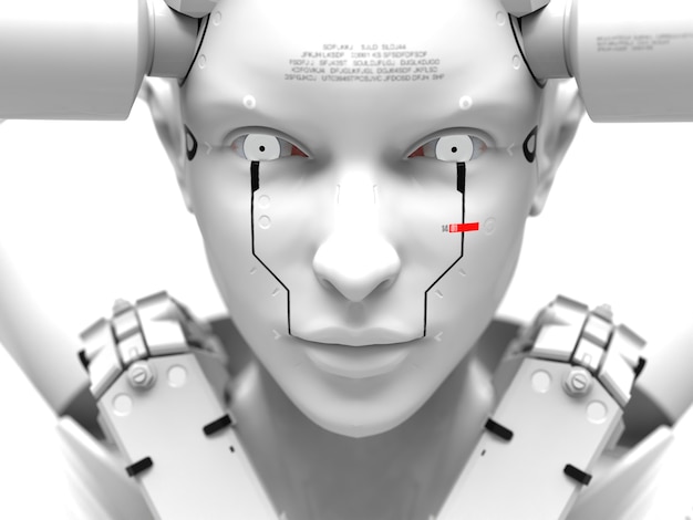 Female robot concept in 3d rendering isolated