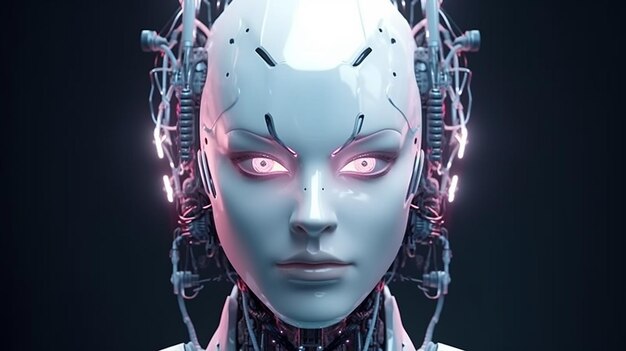 女性のロボットの顔 人工知能の概念 創造的なAI