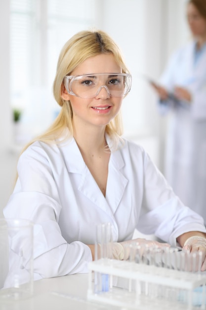 Female scientific researcher in laboratory